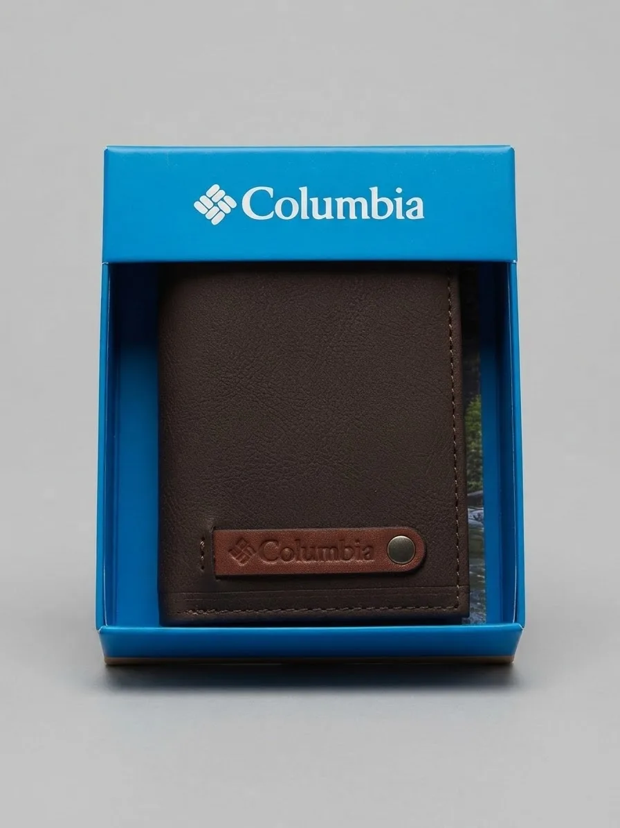 Cartera Plegable Columbia Original para Hombre, Color Marrón Oscuro (Dark Brown)