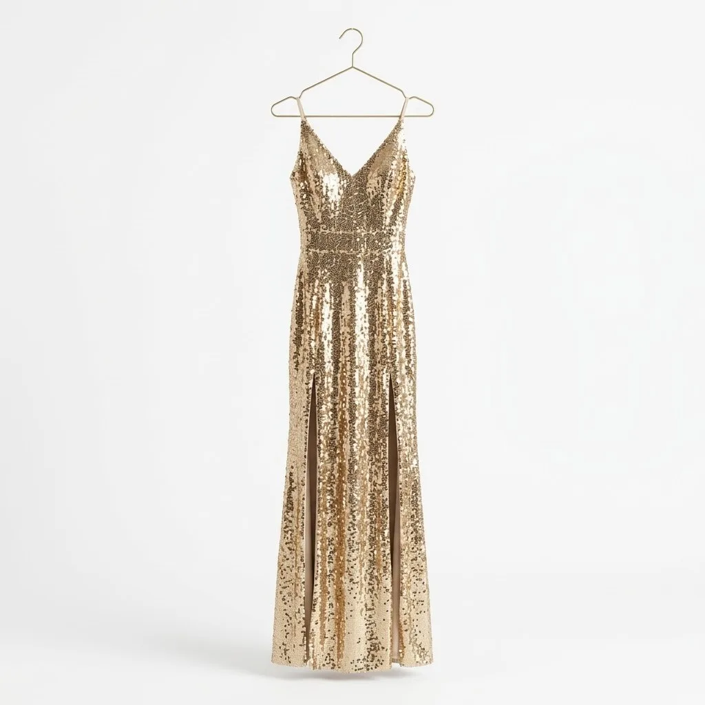 Cefian Vestido Dorado con Lentejuela Talla S