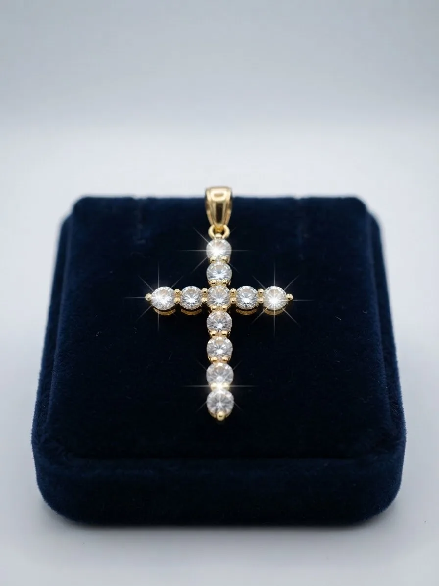 Dije de Cruz de Chapa de Oro
