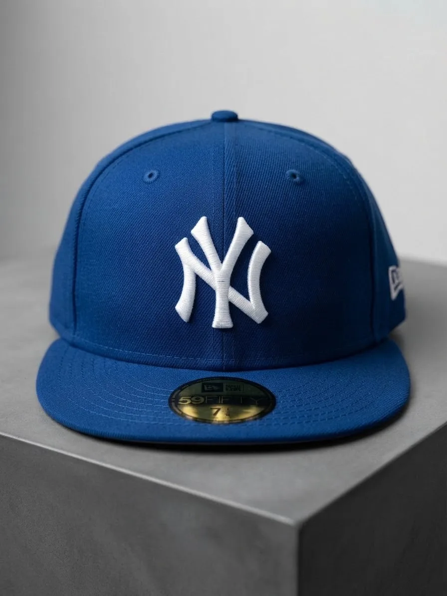 Gorra Cerrada New Era 59Fifty - New York Yankees / Azul Rey con Bordado Blanco