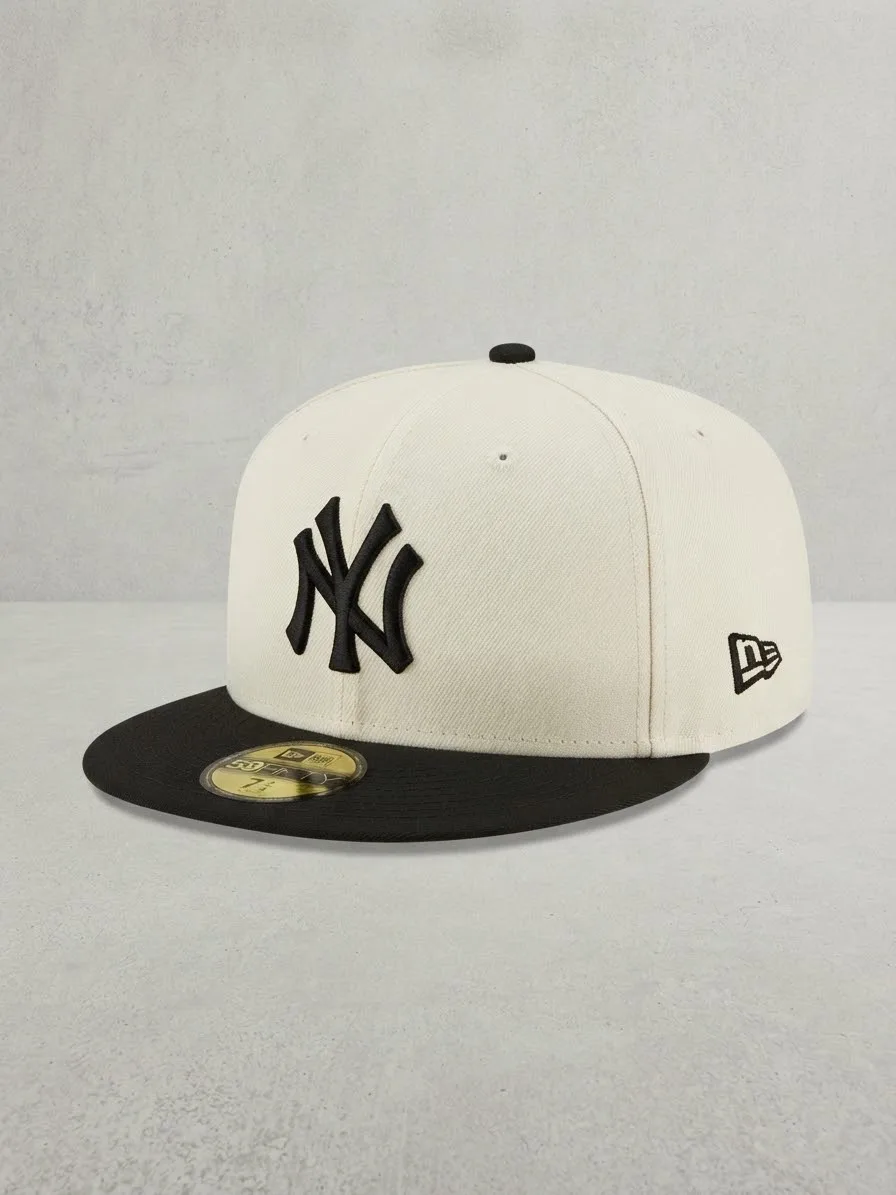 Gorra New York Yankees 59Fifty - Crema y Negro (Off-White/Black)