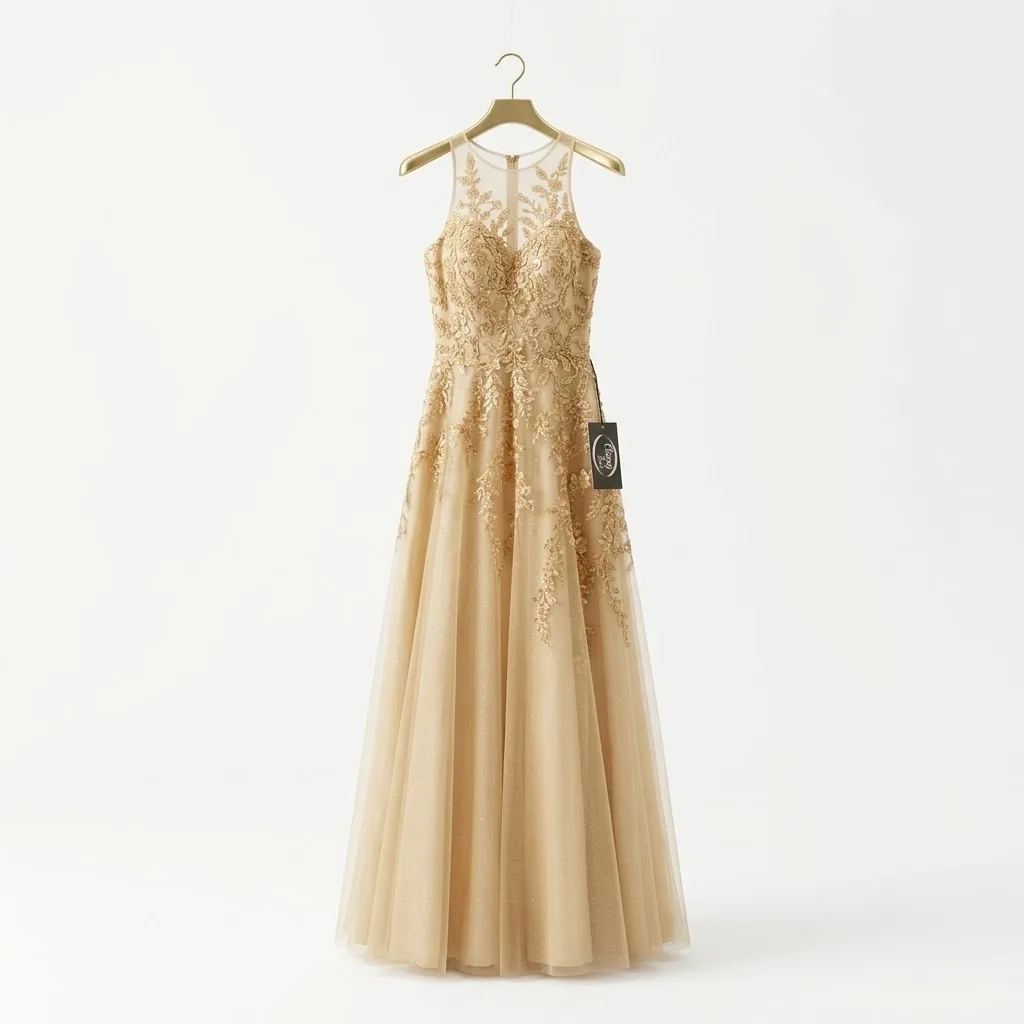 Happy Joe's Vestido Dorado con Piedreria Talla S