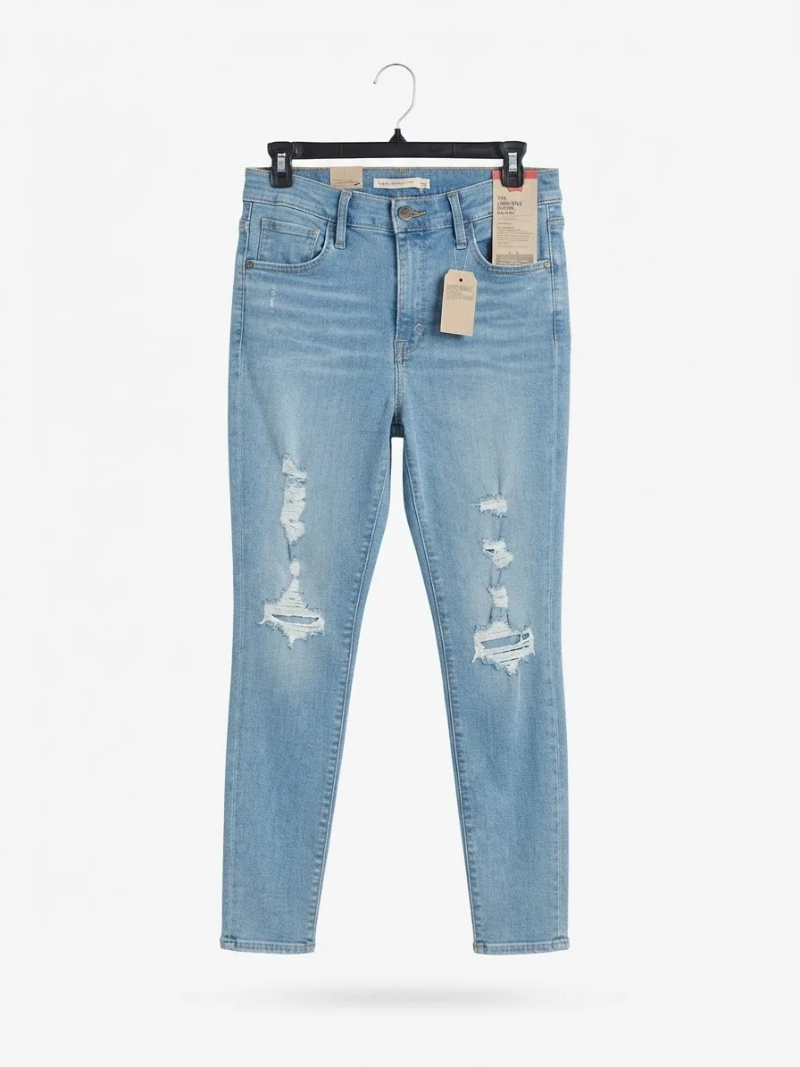 Jeans Levi's Skinny Tiro Alto con Roturas Mujer / Nuevo Talla 29