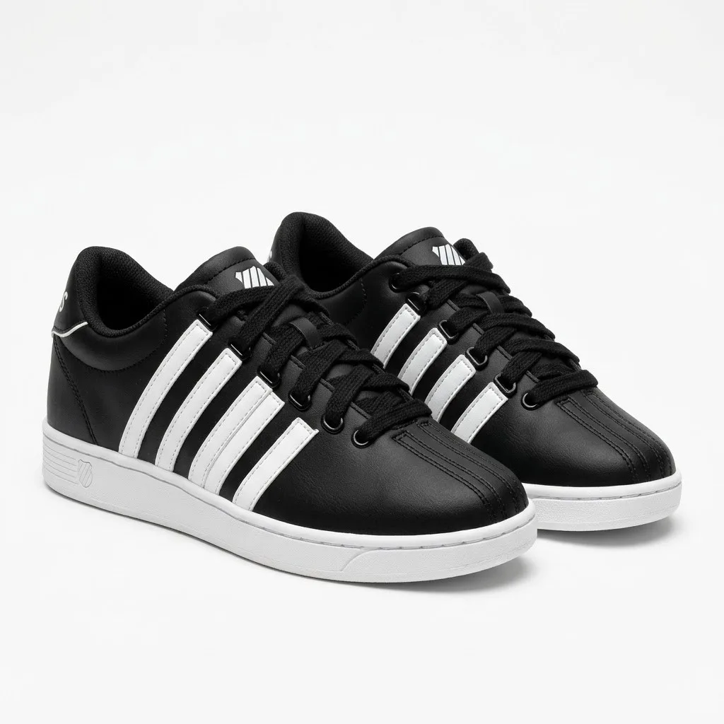 K•Swss Tenis Negro/Rayas Blancas #7