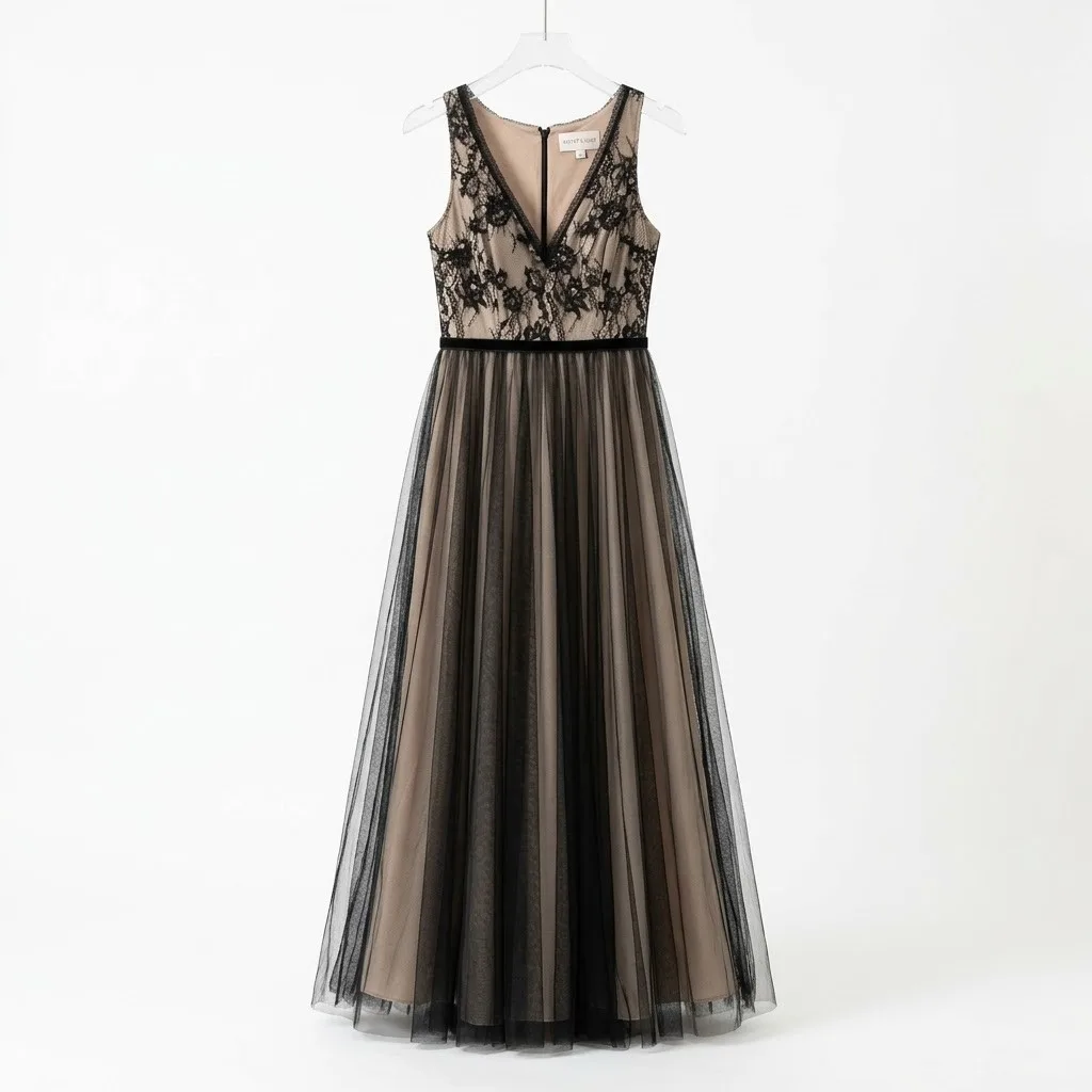 Maniju Vestido Negro/Beige Talla M