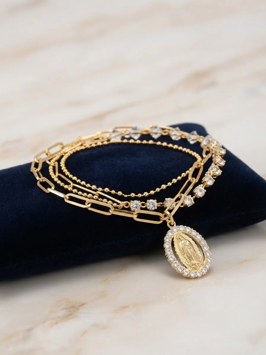 Pulsera de La Virgen de Guadalupe Chapa de Oro