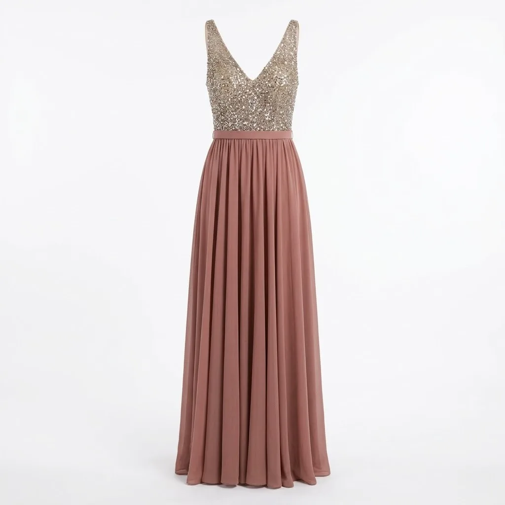 Rosemore Vestido Palo de Rosa con Corset Dorado Talla S