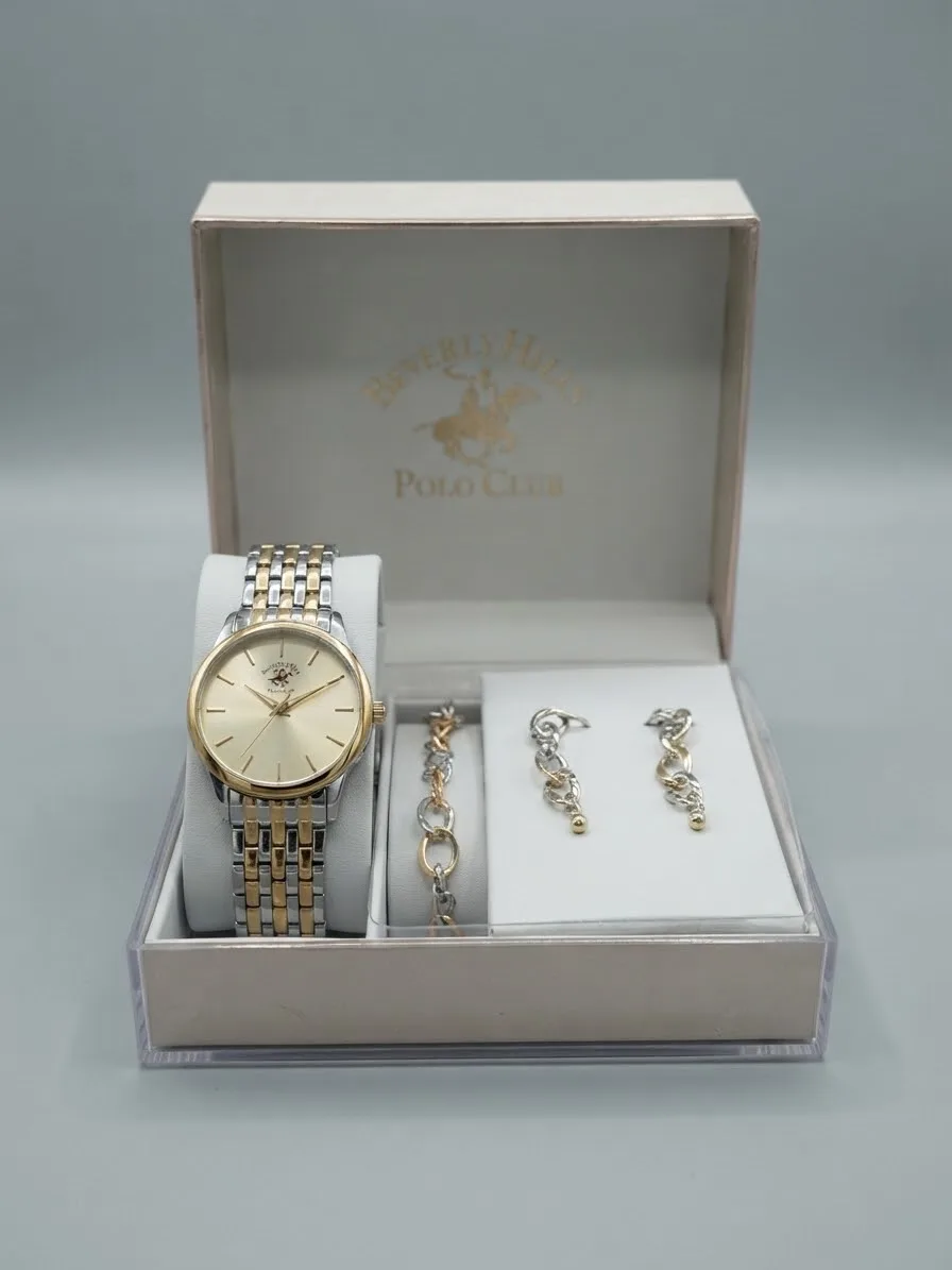 Set ( Reloj, Pulsera y Aretes) Marca Beverly Hills Polo Club