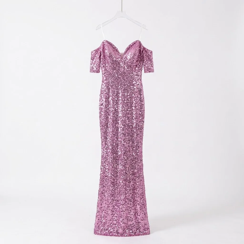 Symphony Vestido Rosa Brillante Talla M