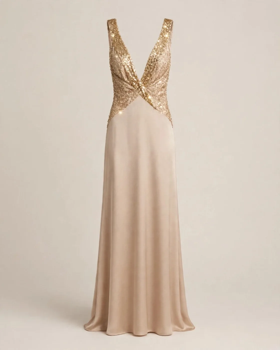 Vestido Champan con Lentejuela