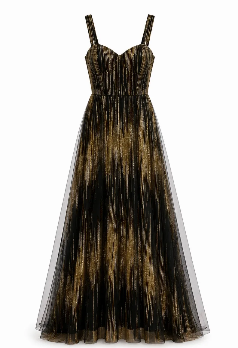Vestido Negro con Dorado (Maniju) Talla M