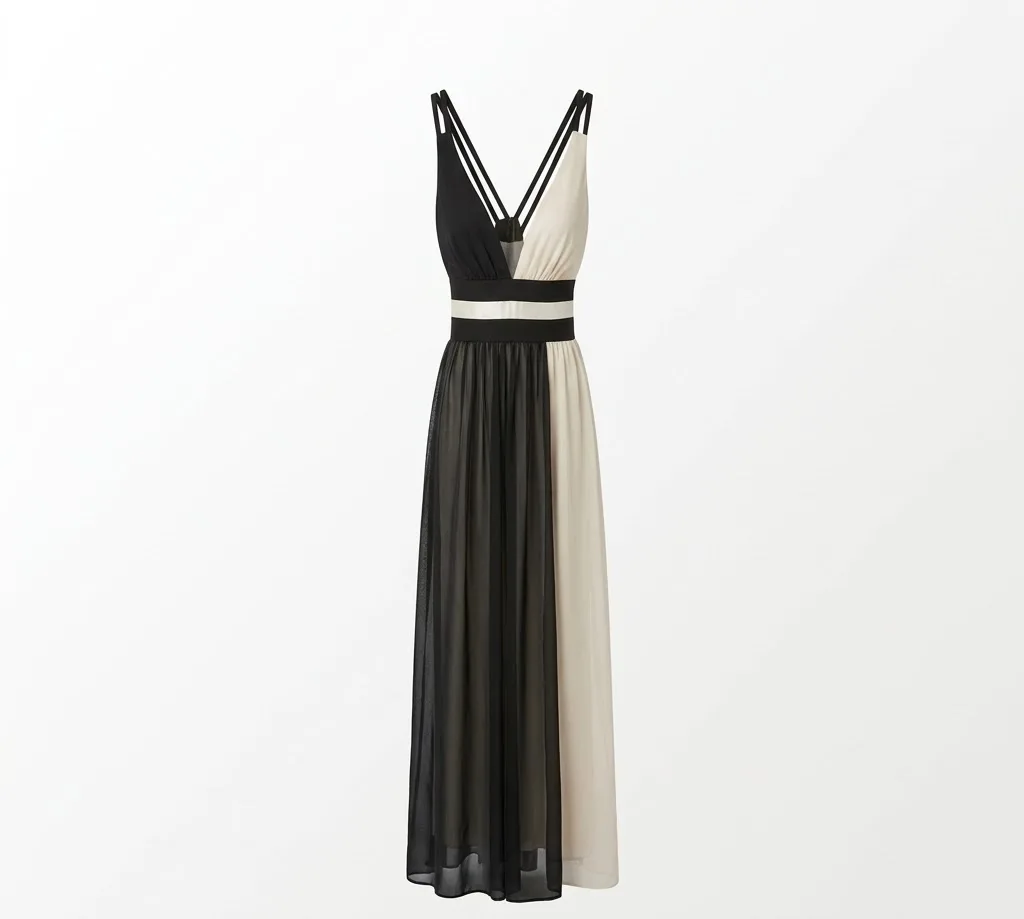 Vestido Negro y Crema Talla S