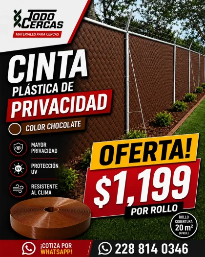 Oferta Cinta Plástica de Privacidad color chocolate — MALLAS Y CERCAS TODO CERCAS en XALAPA