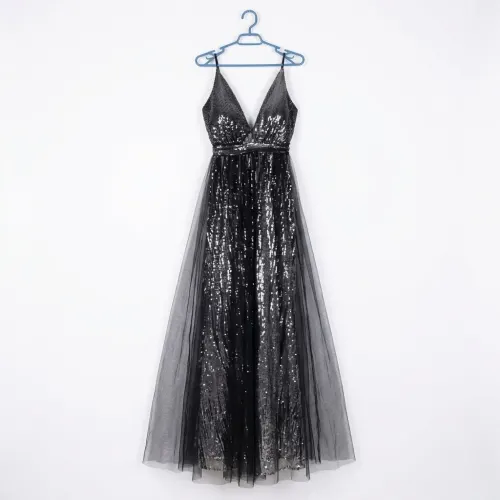 ENTRY VESTIDO NEGRO/PLATA TALLA L