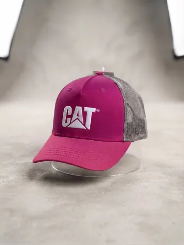 Gorra Trucker Caterpillar (CAT) - Fucsia con Malla Gris