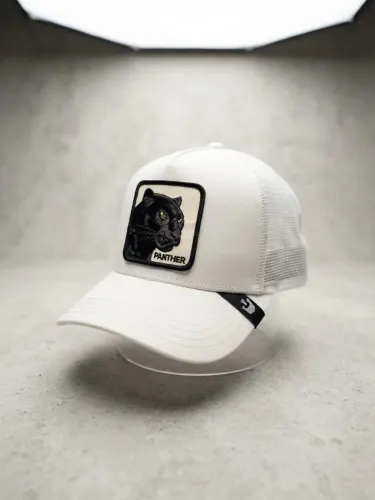 Gorra Trucker Estilo Urbano "PANTHER" - Blanco Hueso / Diseño Monocromático