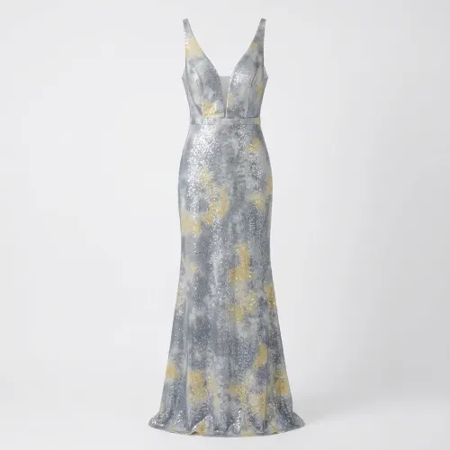HAPPY JOE'S VESTIDO PlATA/DESTELLOS DORADOS TALLA L