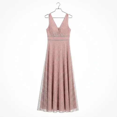 HAPPY JOE'S VESTIDO ROSA CON DESTELLOS PLATA TALLA S
