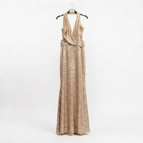 LUXXEL VESTIDO DORADO/LENTEJUELA TALLA L