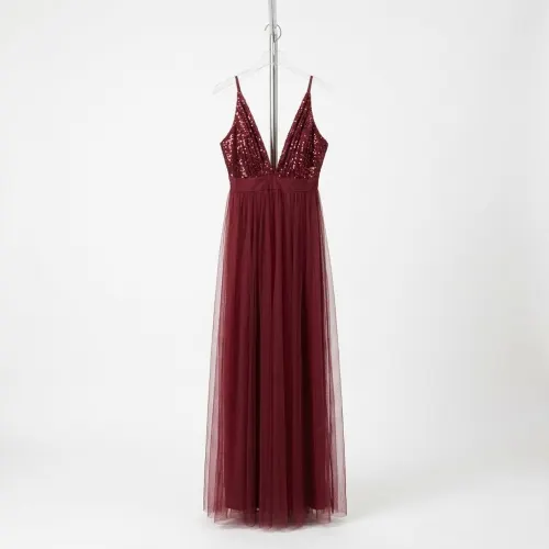 LUXXEL VESTIDO VINO TALLA M