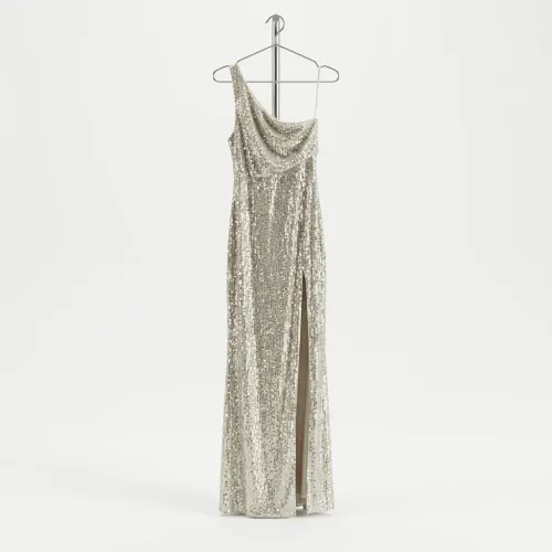 MANIJU VESTIDO PLATA/CHAMPAN DE LENTEJUELA TALLA S