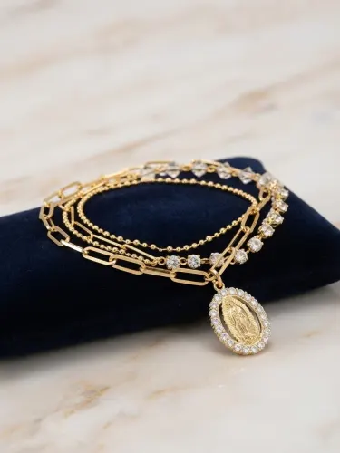 Pulsera de la virgen de Guadalupe chapa de oro