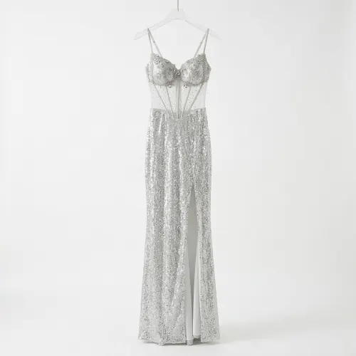 ROSEMORE VESTIDO PLATA BRILLANTE TALLA M