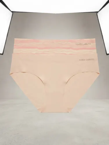 Set de 2 Bragas Sin Costuras (Seamless Panties) Vince Camuto - Tono Nude y Estampado Ondulado
