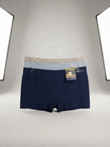 Set de 3 Bóxers Tipo Shorty Sin Costuras (Seamless) Champion - Colores Neutros y Azul Marino