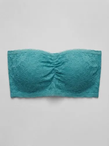 Top Strapless de Encaje Floral - Tono Verde Turquesa Forever 21