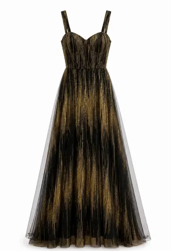 Vestido negro con dorado (maniju) talla m