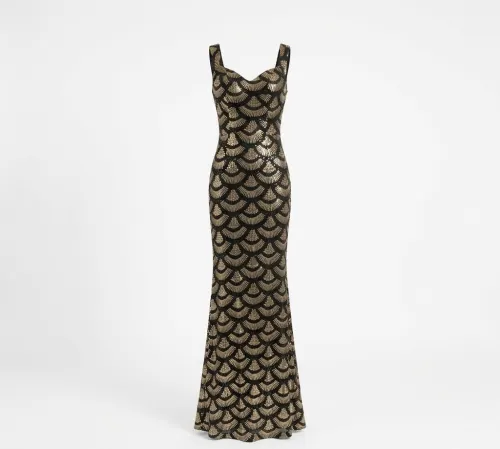 Vestido negro con dorado (Ricarica) Talla S
