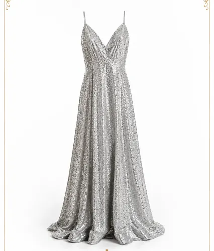Vestido plata con brillo(Ricarica) Talla S