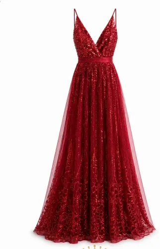 Vestido rojo con brillo (Olivia) talla L