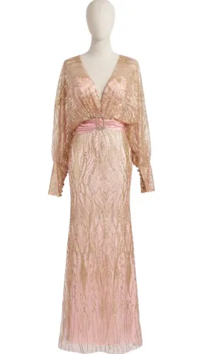 Vestido rosa con dorado (cinderella) talla 12