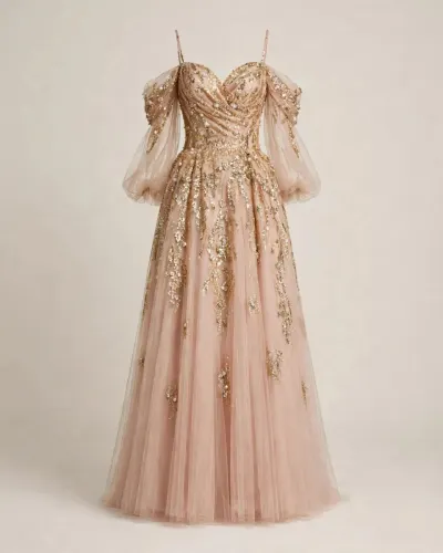 Vestido Rosa con dorado Fiorella's