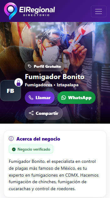 Ejemplo de perfil de negocio en Directorio El Regional